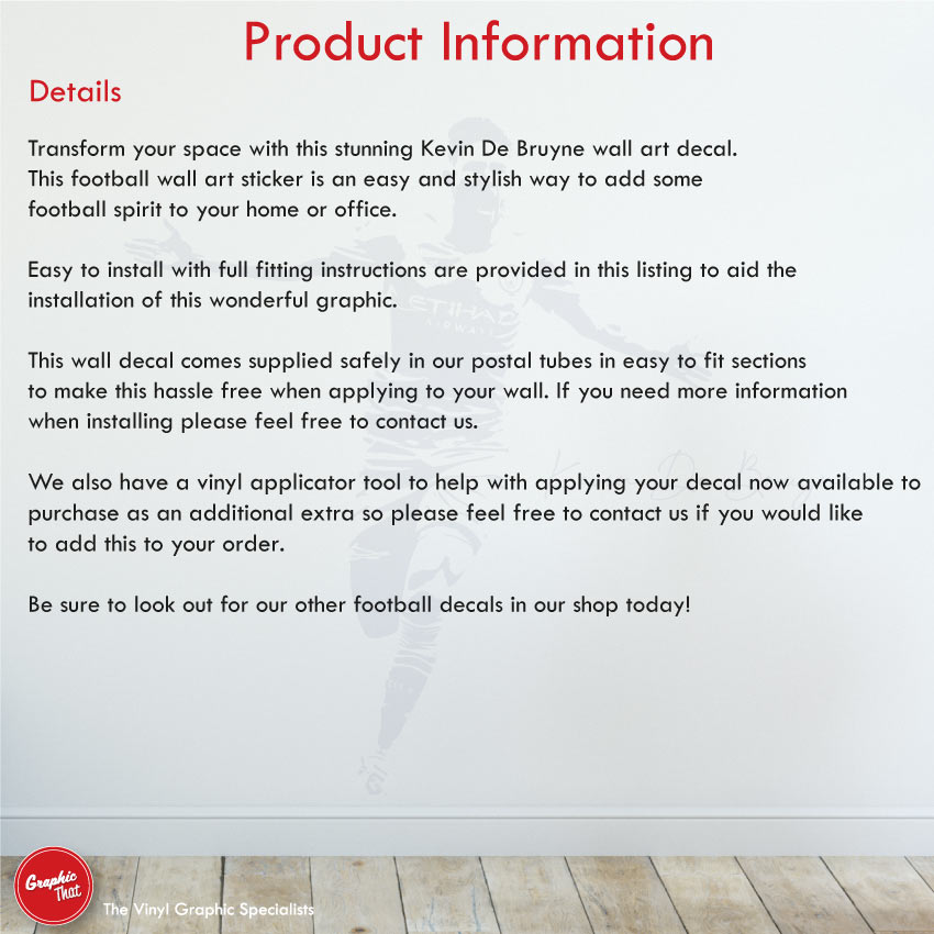 Kevin De Bruyne Man City Wall Art Sticker