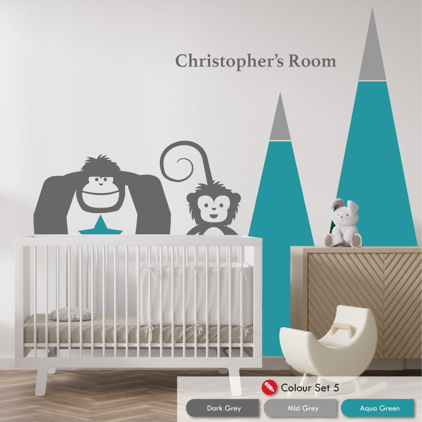 Animals and mountain scene bedroom wall art sticker