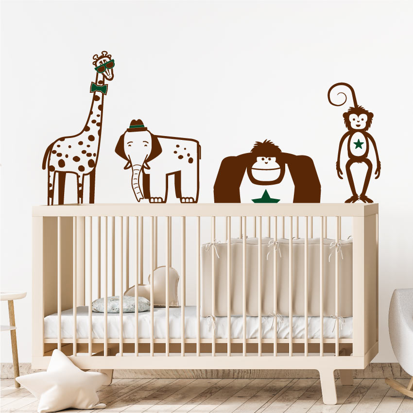 Animal Nursery Decals Brown & Forest Green