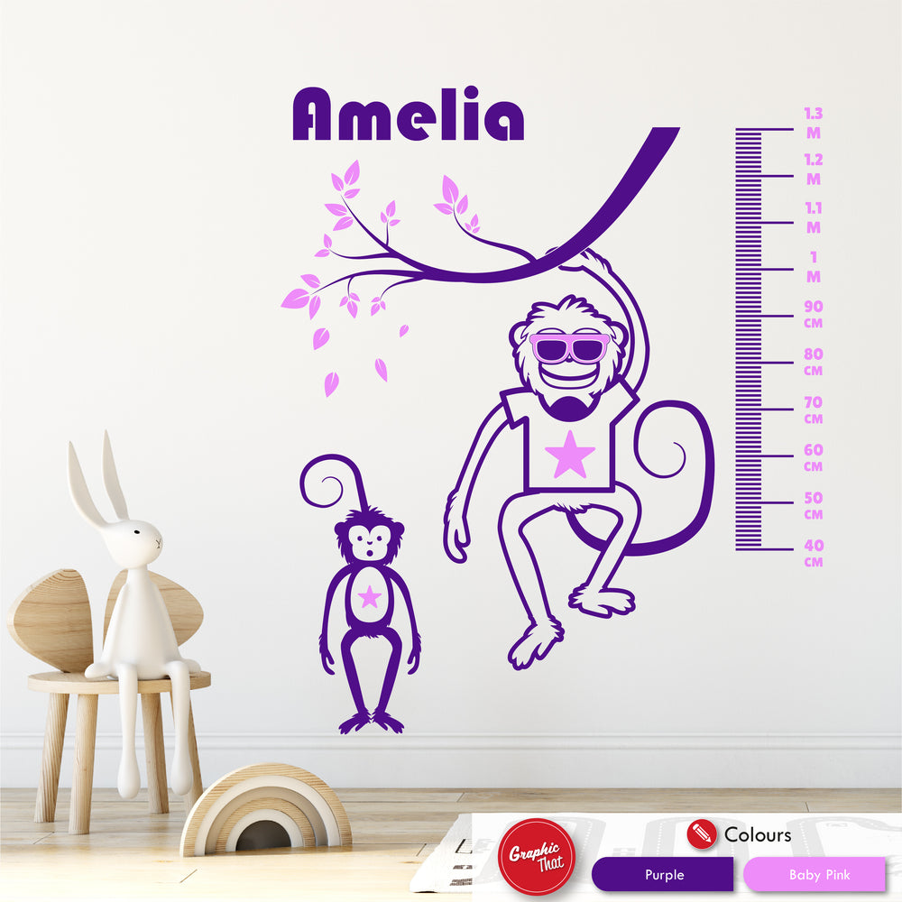 Safari Personalised Height Chart Wall Sticker