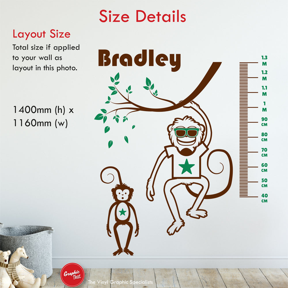 Safari Personalised Height Chart Wall Sticker