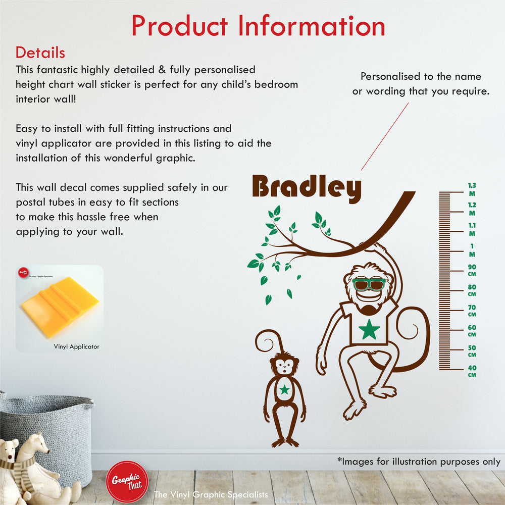 Safari Personalised Height Chart Wall Sticker