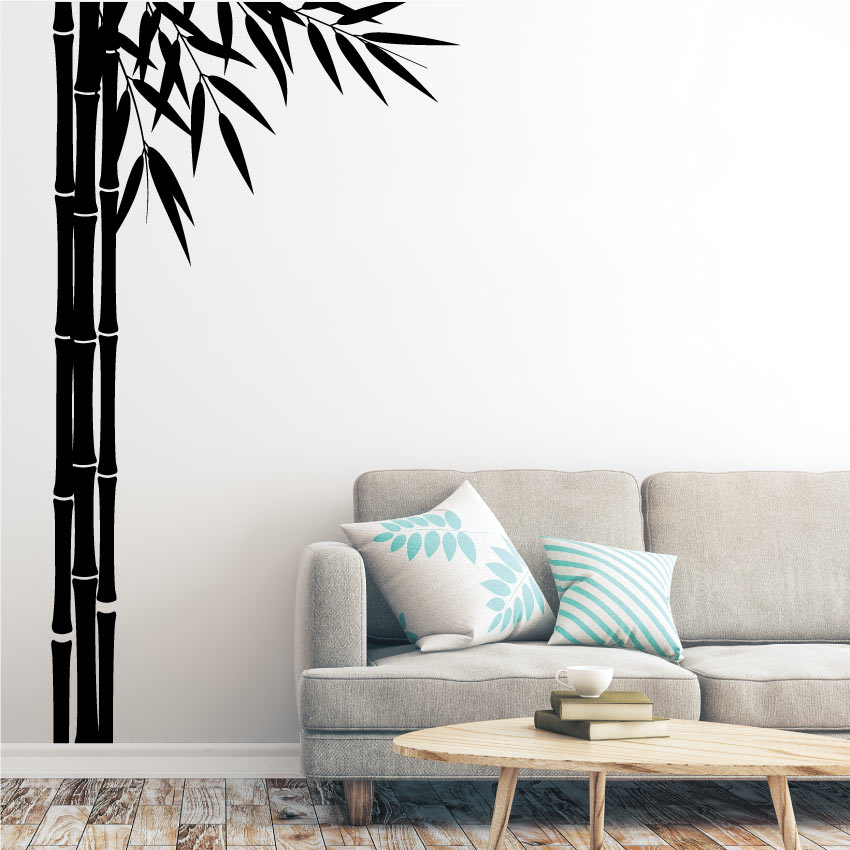 Bamboo Large Bedroom Wall Art Decal Black