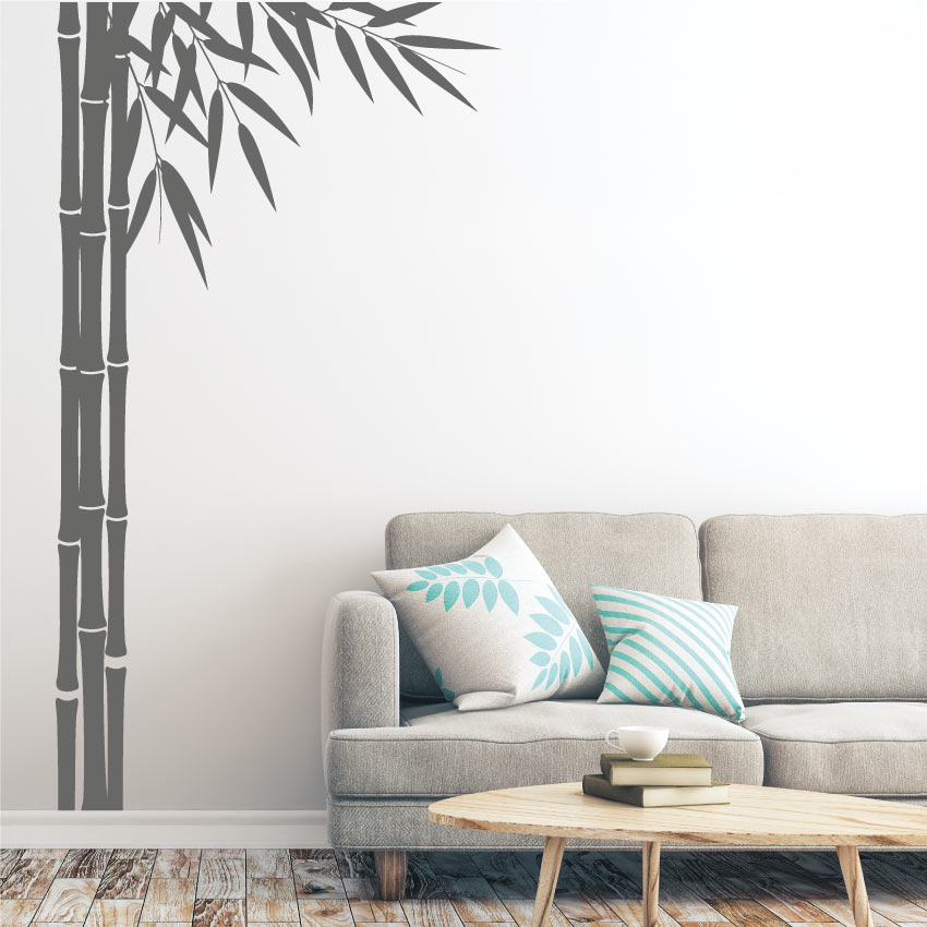 Bamboo Large Wall Art Decal Dark Grey