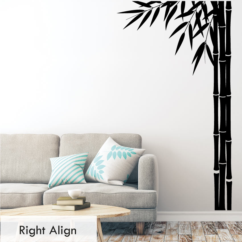 Bamboo Large Wall Art Decal Black Right Align