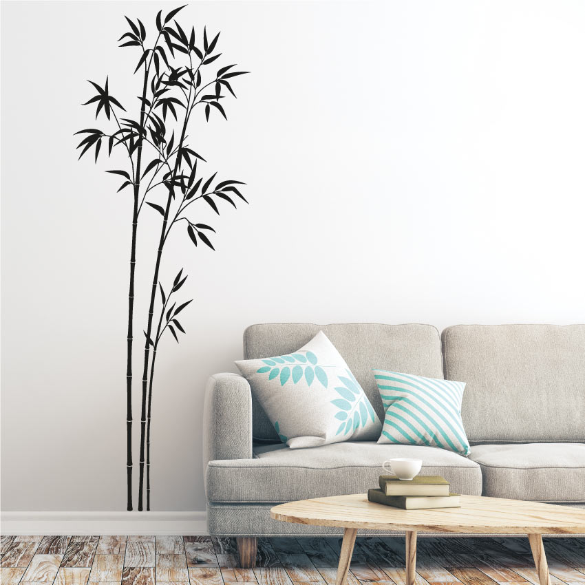 Tall Bamboo Wall Art Sticker Black