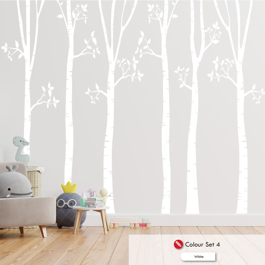 Birch Tree Wall Art Sticker white