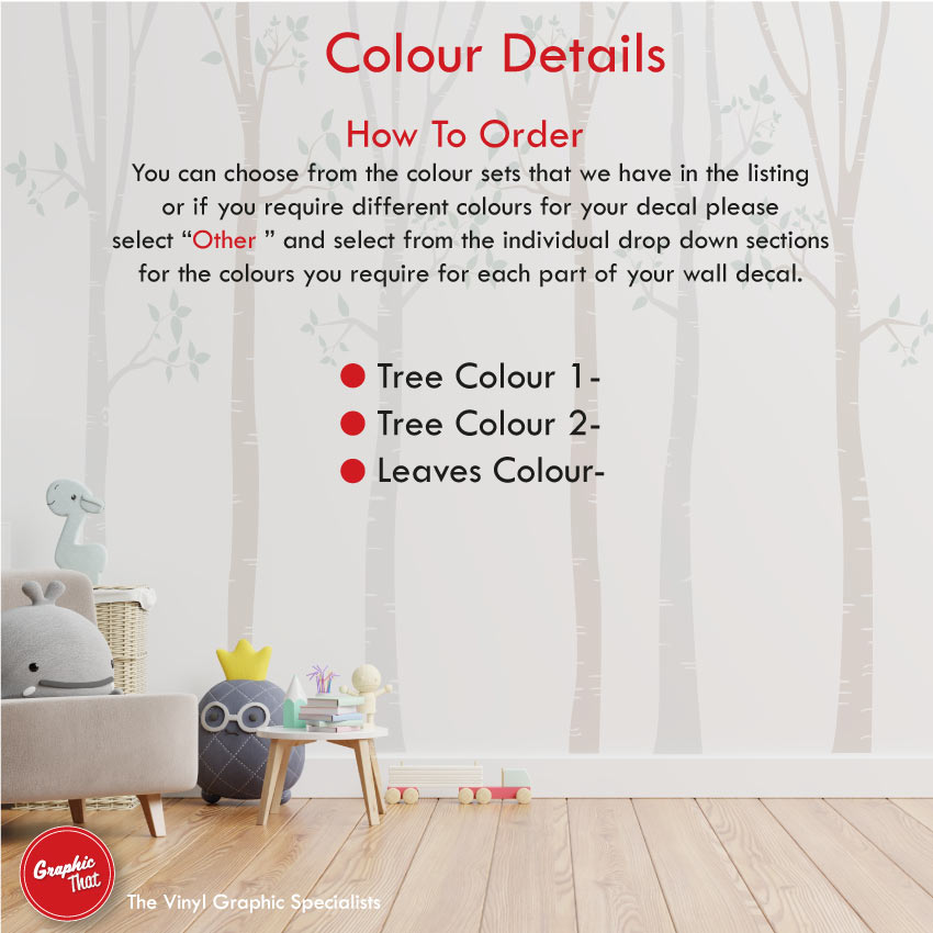 Birch Tree Wall Art Sticker colour details