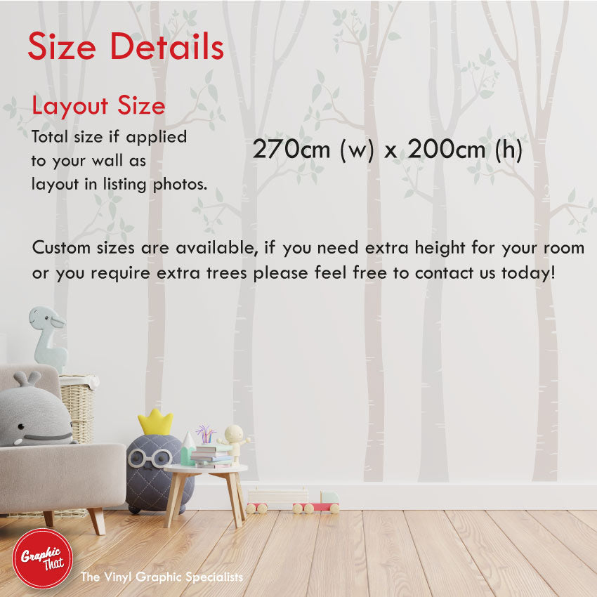Birch Tree Wall Art Sticker size 270cm x 200cm