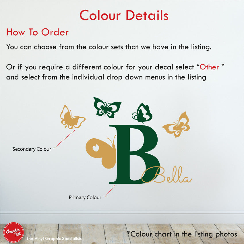 Butterflies personalised wall decal colour details