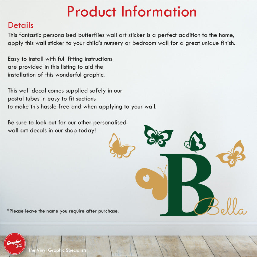 Butterflies personalised wall decal product information
