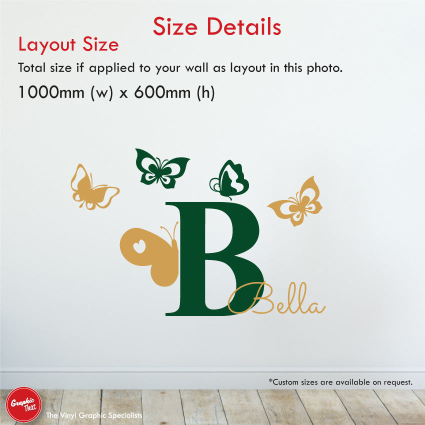 Butterflies personalised wall decal size details