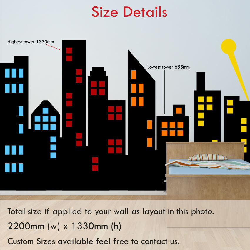 City Skyline wall art decal size 2200mm x 1330mm