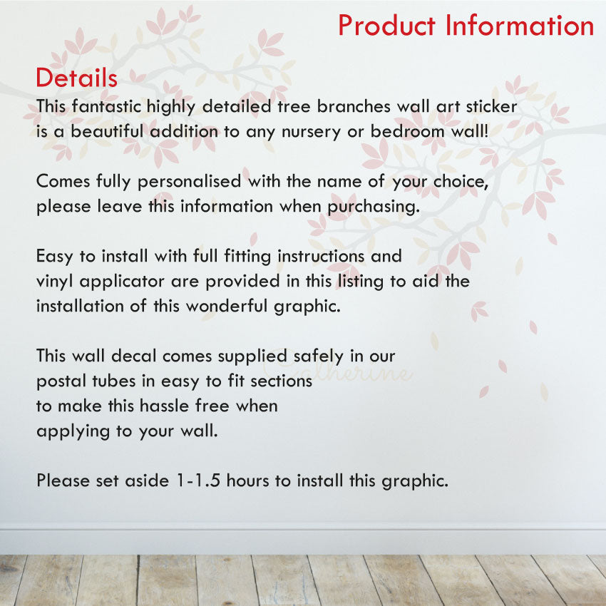 Corner Tree Personalised Wall Art Bedroom Decal product information