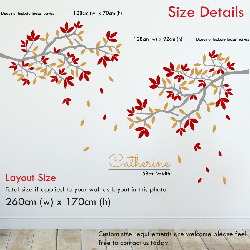 Corner Tree Personalised Wall Art Bedroom Decal size 260cm x 170cm