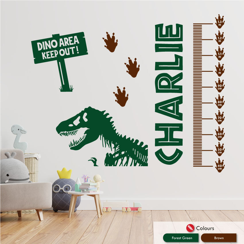 Dinosaur Personalised Height Chart Wall Sticker