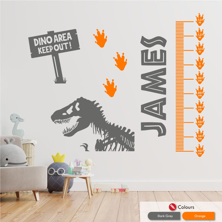 Dinosaur Personalised Height Chart Wall Sticker