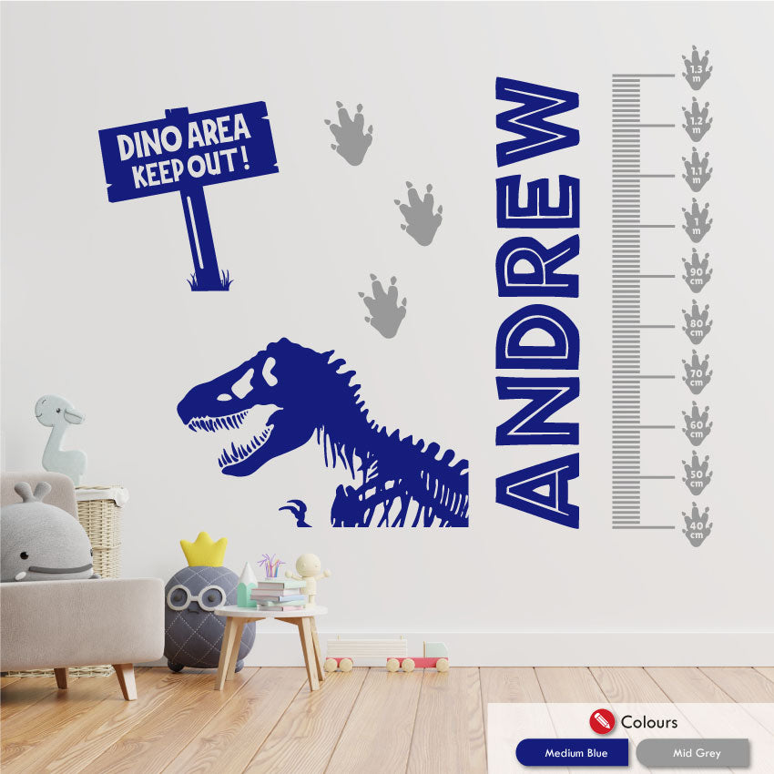 Dinosaur Personalised Height Chart Wall Sticker