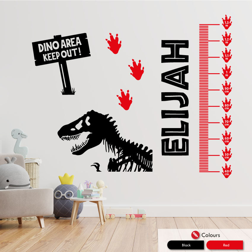 Dinosaur Personalised Height Chart Wall Sticker