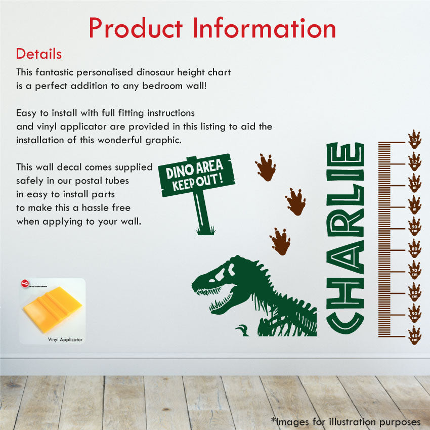 Dinosaur Personalised Height Chart Wall Sticker
