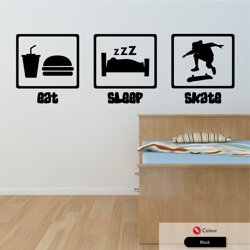 Eat Sleep Skateboarding Wall Art Sticker