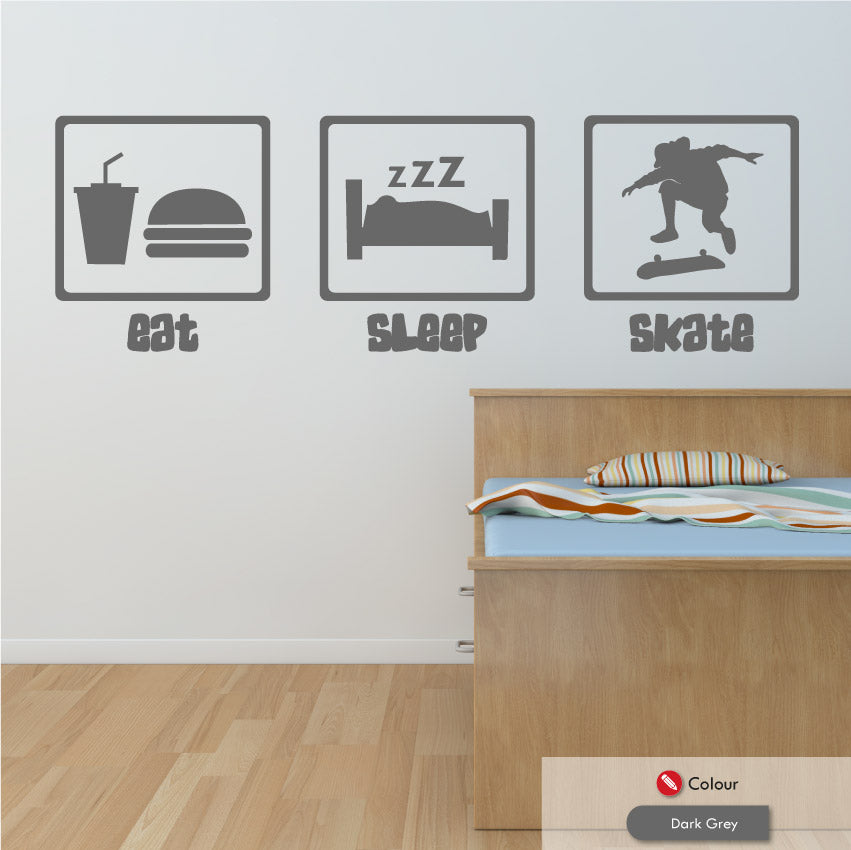Eat Sleep Skateboarding Wall Art Sticker