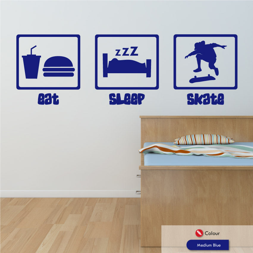 Eat Sleep Skateboarding Wall Art Sticker