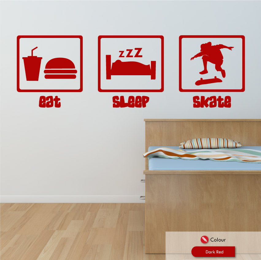 Eat Sleep Skateboarding Wall Art Sticker