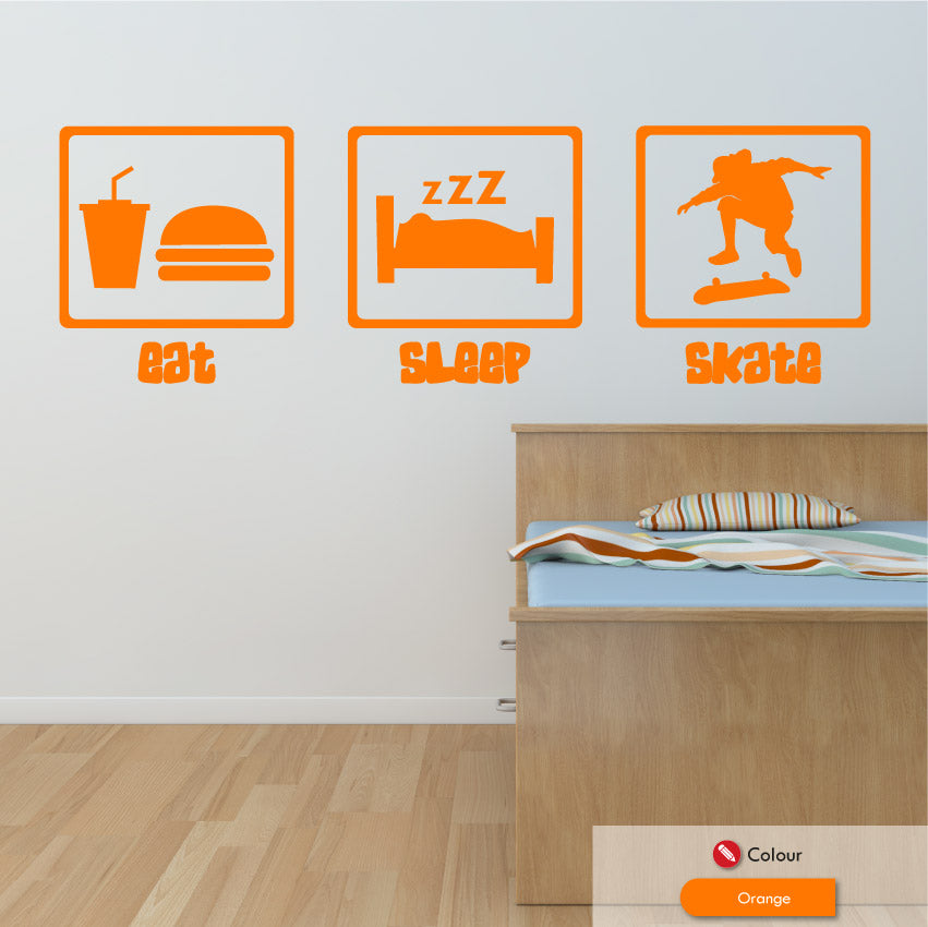 Eat Sleep Skateboarding Wall Art Sticker