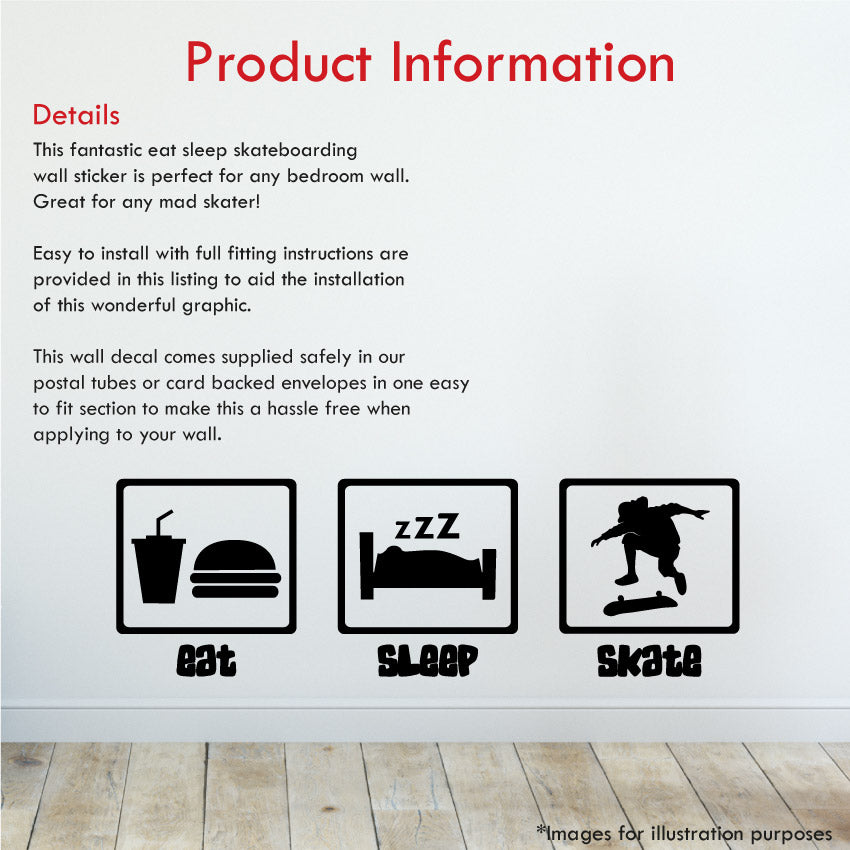 Eat Sleep Skateboarding Wall Art Sticker