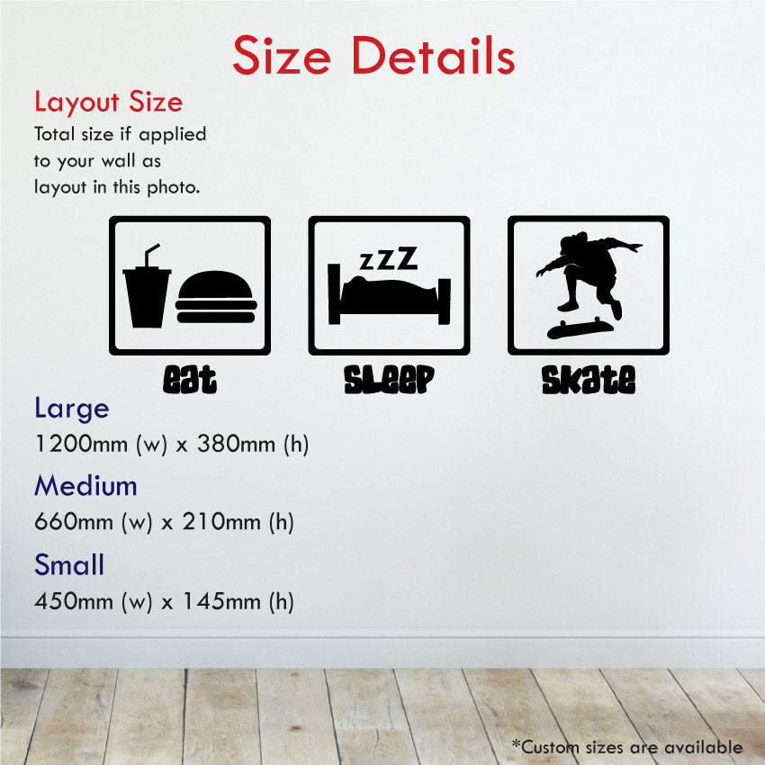 Eat Sleep Skateboarding Wall Art Sticker