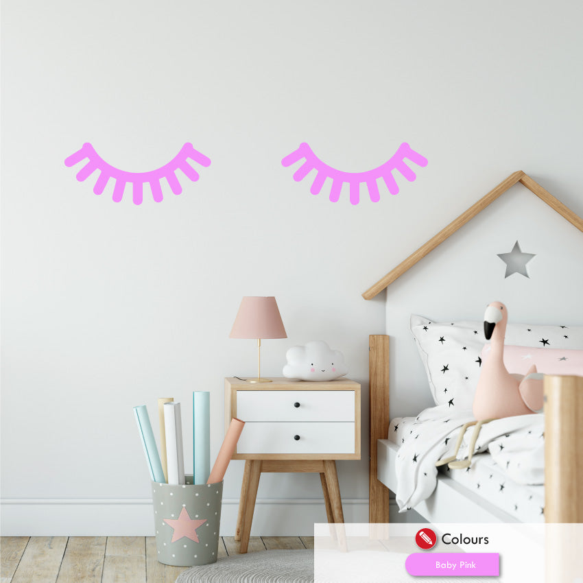 eyelashes nursery wall sticker decal baby pink