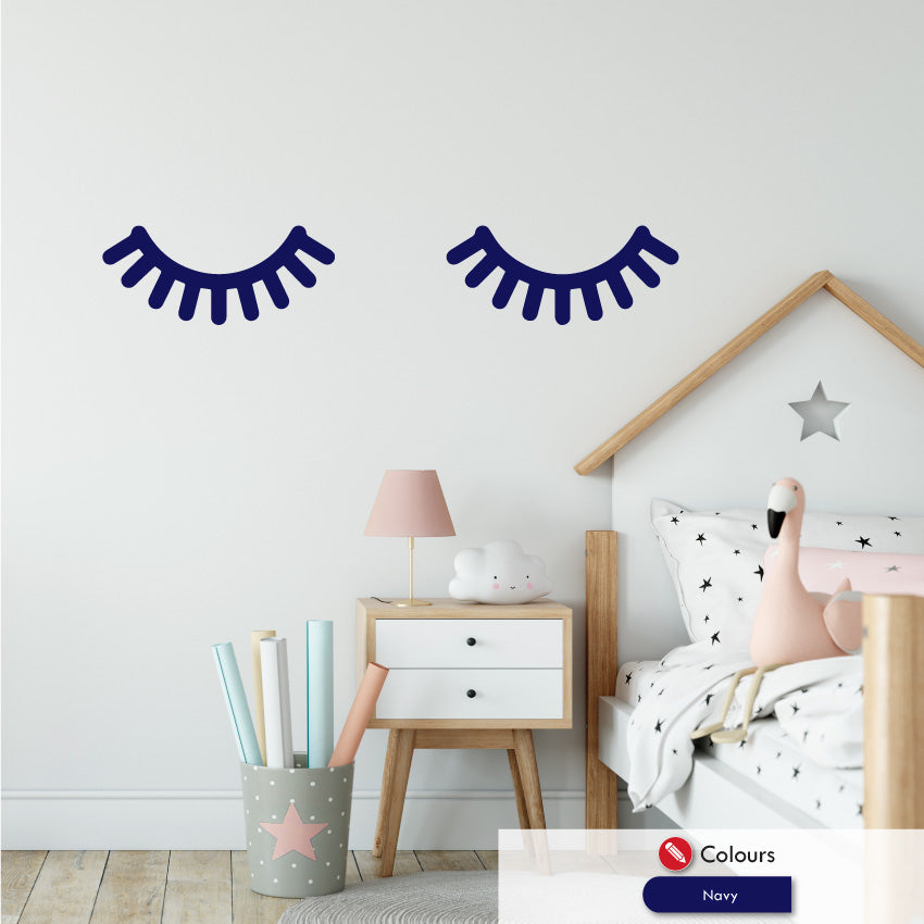 eyelashes nursery wall sticker decal navy