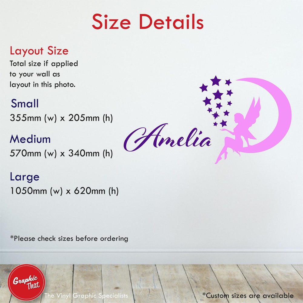 Girls Fairy Personalised Wall Art Sticker