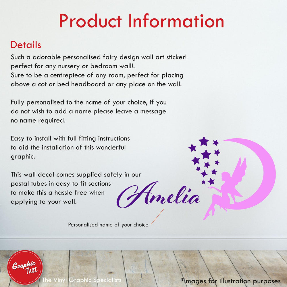 Girls Fairy Personalised Wall Art Sticker