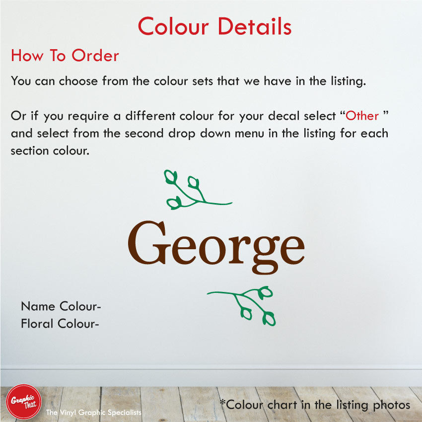 Floral Personalised Wall Sticker Colour Information
