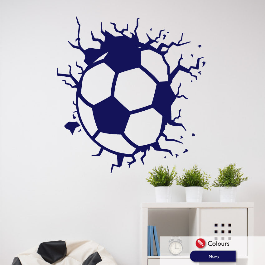 Football large wall decal cracking through the wall