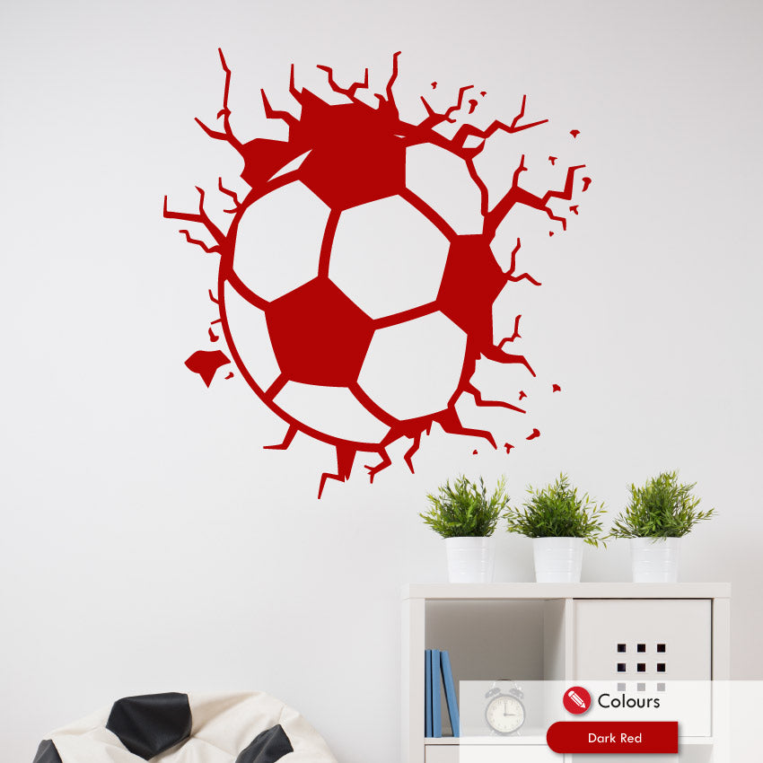 Football large wall decal cracking through the wall