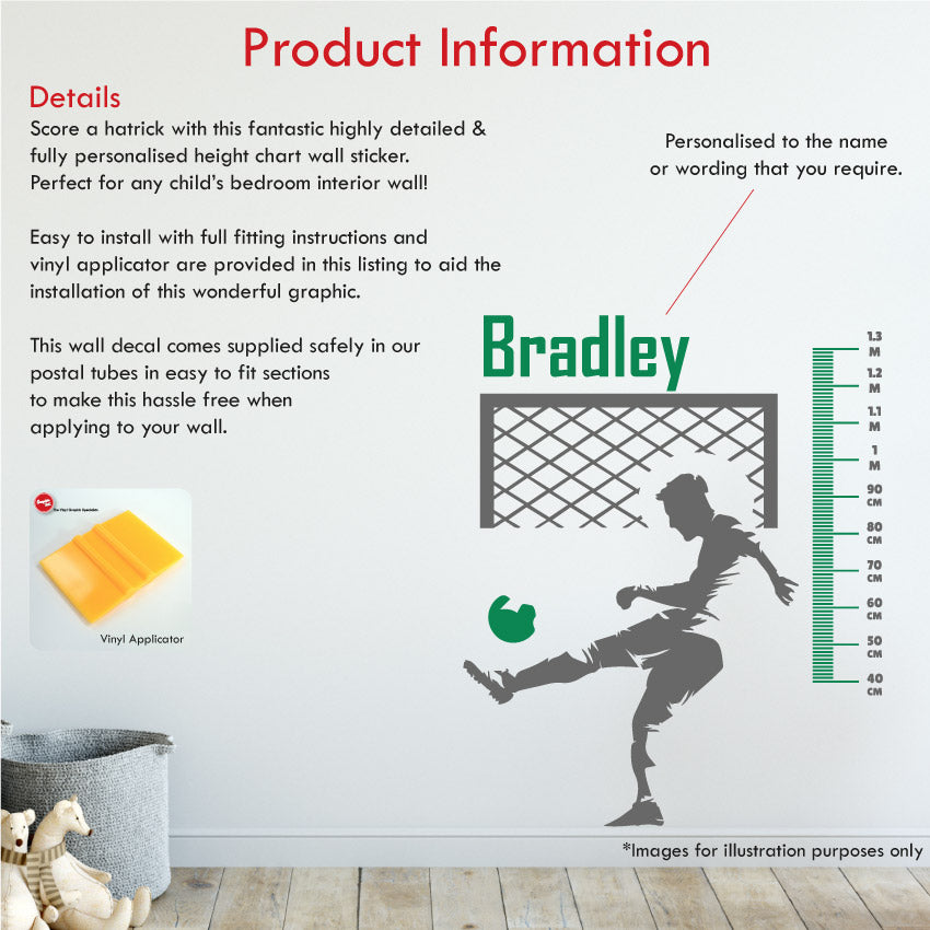 Football Height Chart Personalised Wall Sticker