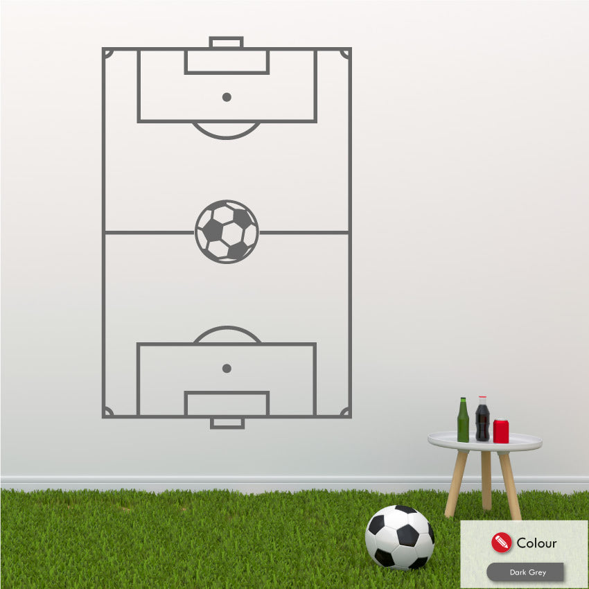 Football Pitch Sports Bedroom Wall Art Sticker Dark Grey