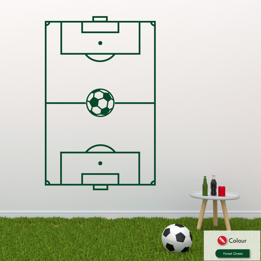 Football Pitch Sports Bedroom Wall Art Sticker Forest Green