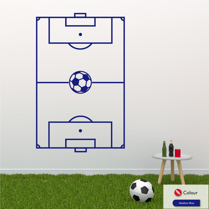Football Pitch Sports Bedroom Wall Art Sticker Medium Blue