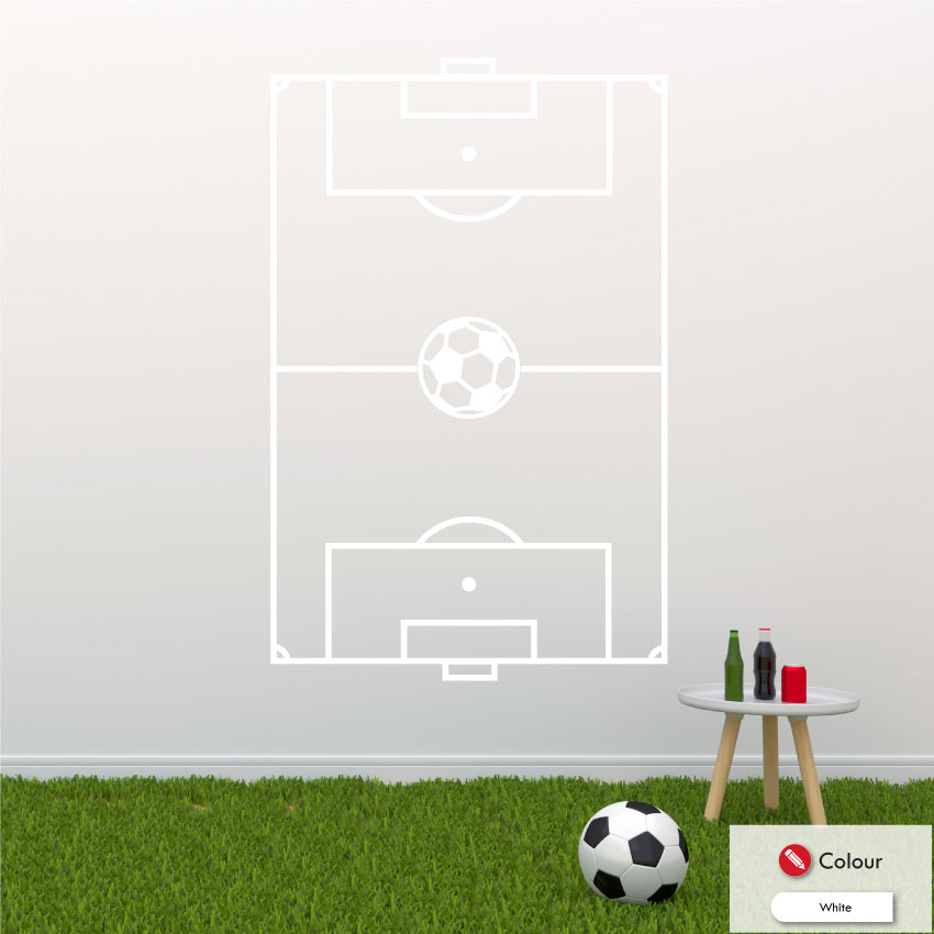 Football Pitch Sports Bedroom Wall Art Sticker White