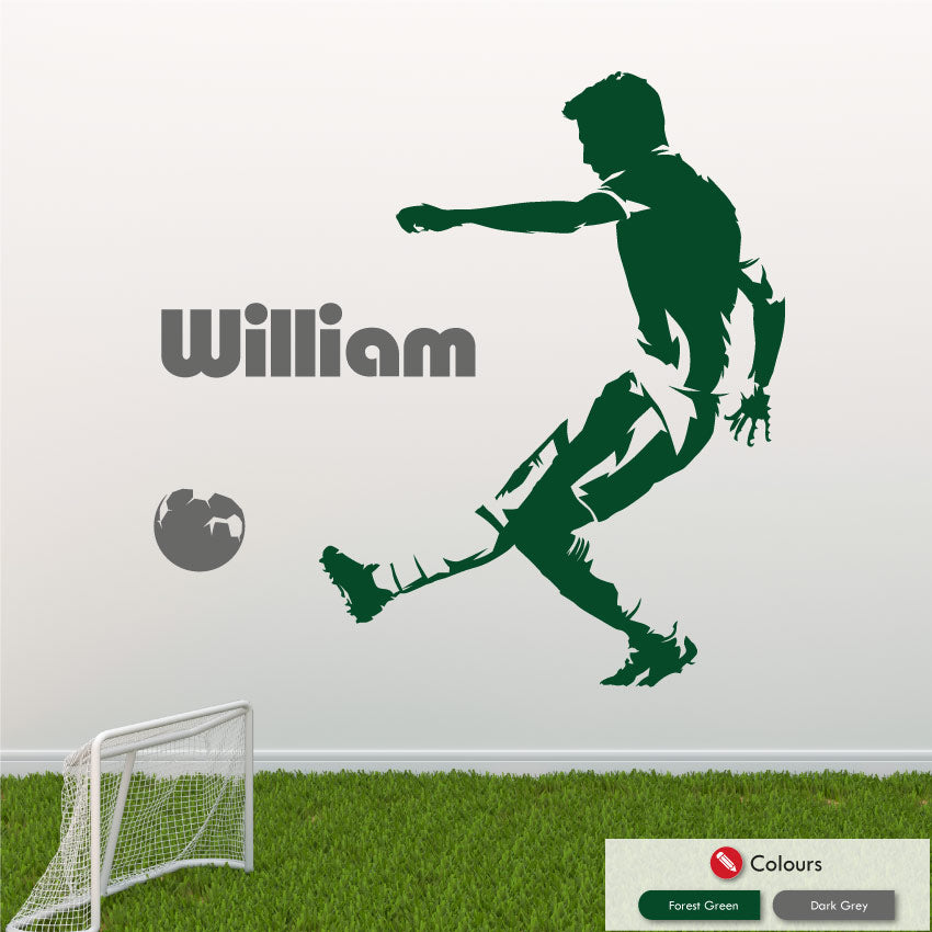 Football Custom Name Boys Bedroom Wall Decal Forest Green & Dark Grey