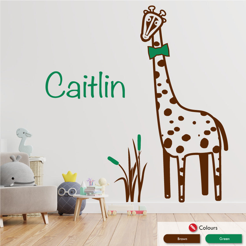 Giraffe Personalised Wall Art Sticker