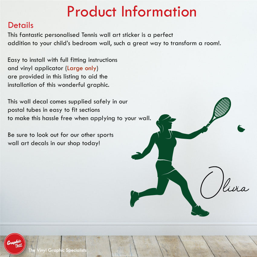 Tennis Girls Personalised Wall Art Decal