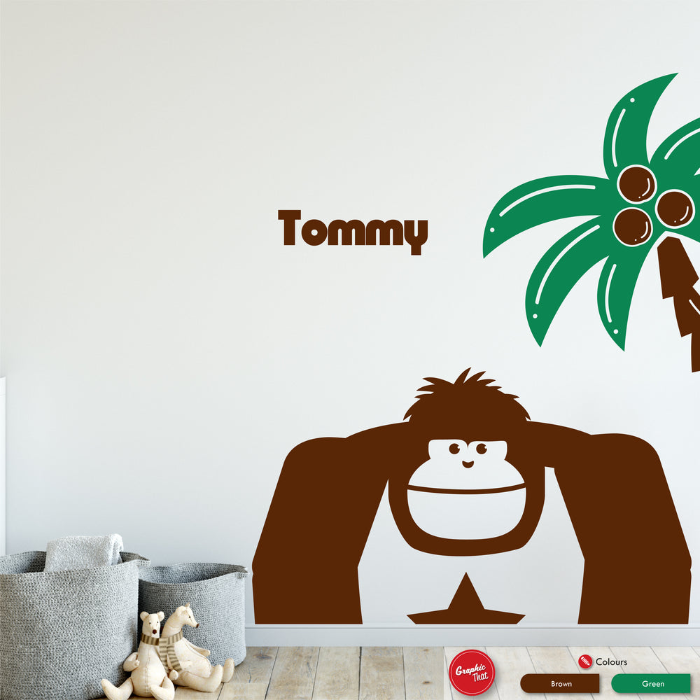 Gorilla & Palm Tree Personalised Wall Sticker