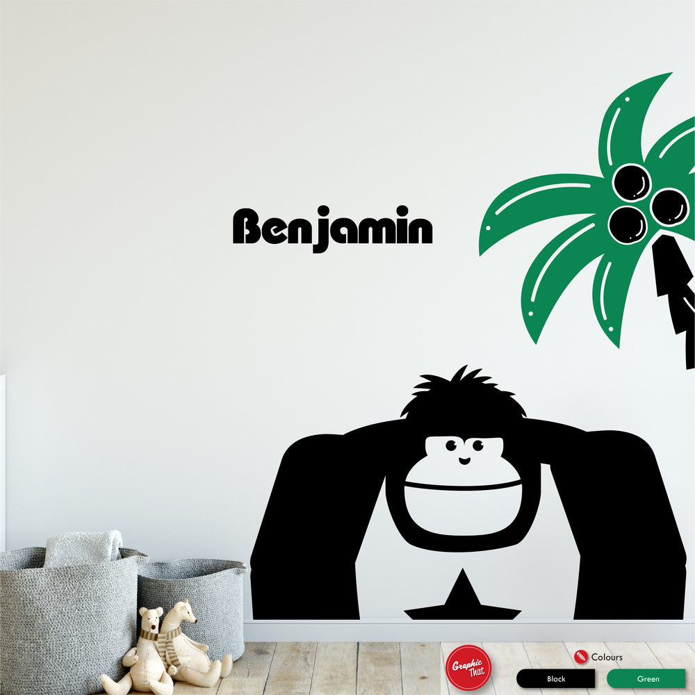 Gorilla & Palm Tree Personalised Wall Sticker