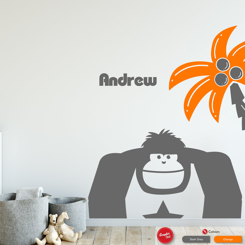Gorilla & Palm Tree Personalised Wall Sticker