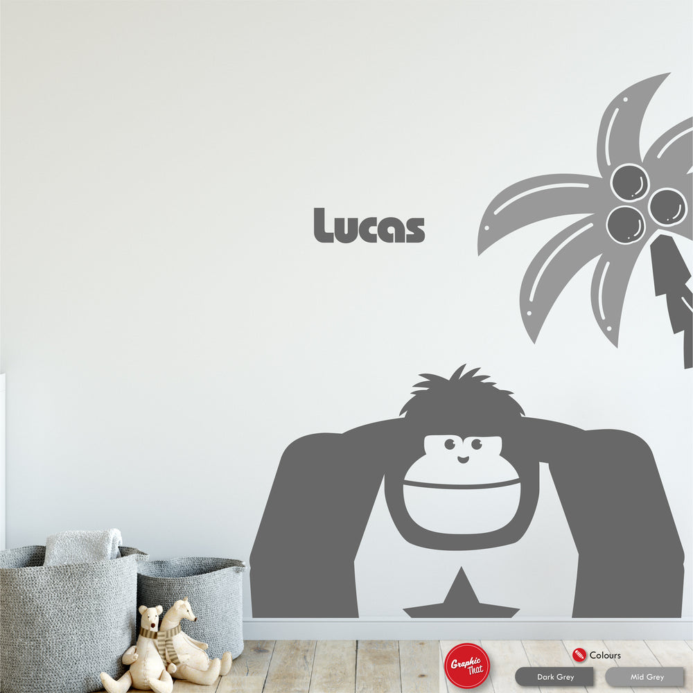 Gorilla & Palm Tree Personalised Wall Sticker